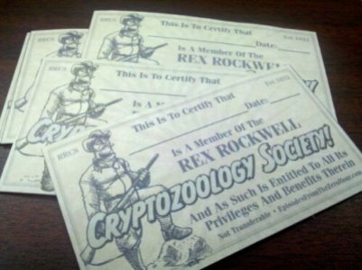 Cryptozoology Society Cards, original illustration by Rich Woodall